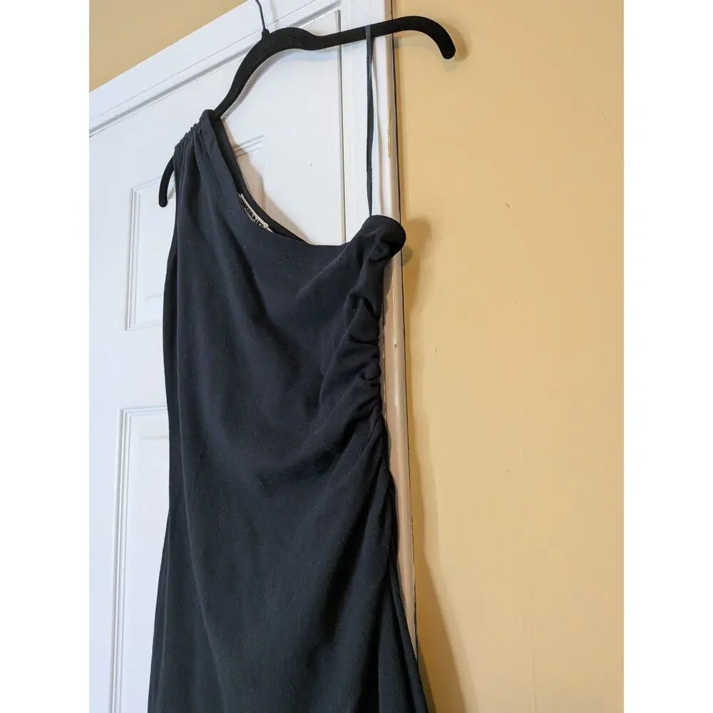 Tapemeasure New York One Shoulder Ruched Black Mini Dress Size M Vintage Y2K